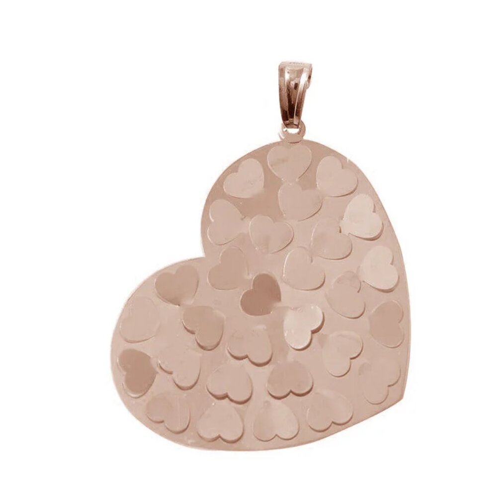Sterling Silver 925 Rose Gold Plated Confetti Heart Pendant